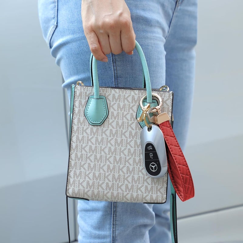 Weixiltc Leather Wristlet Keychain, Car Key Chain Holder with 2 Key Ring & Anti-Lost D Ring, Key Fob Wristband for Women - Image 5